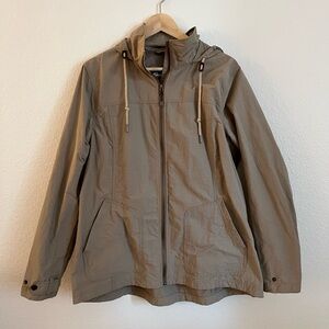 Eddie Bauer hooded wind resistant zip jacket / size XL / tan beige